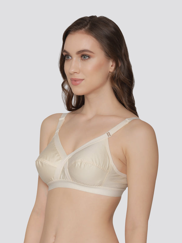 K LINGERIE Cross Care Women's Full Coverage Non Padded Wirefree Minimizer Bra-SKIN BLACK