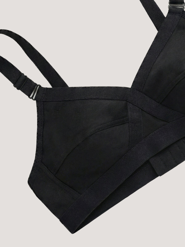 K LINGERIE Cross Care Women's Full Coverage Non Padded Wirefree Minimizer Bra-BLACK FAWN