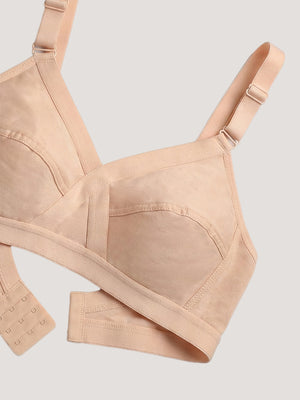 K LINGERIE Cross Care Women's Full Coverage Non Padded Wirefree Minimizer Bra-L.PEACH BLACK
