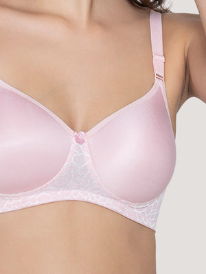 Kalyani's Crown Subtle Glam Lightly Padded Seamless T-Shirt Bras | Pack of 3 | CREPE L.NUDE S.BLUE