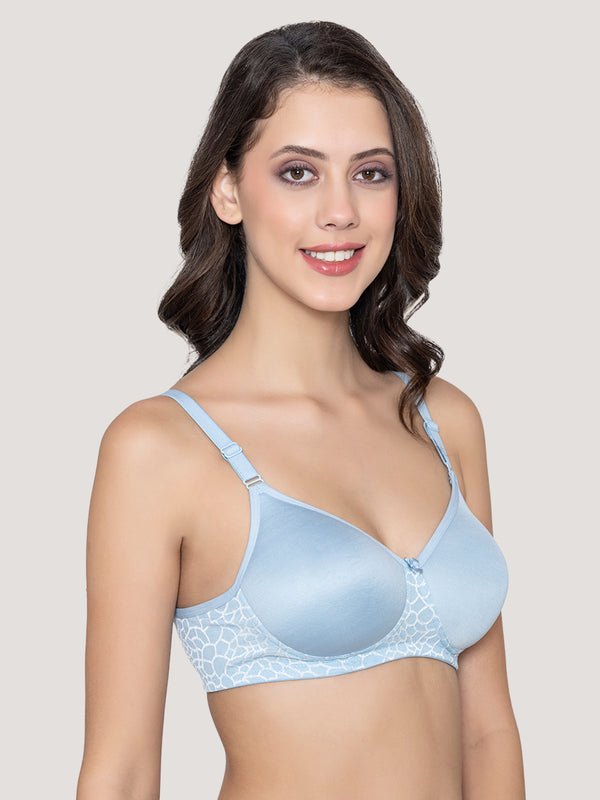 Kalyani's Crown Subtle Glam Lightly Padded Seamless T-Shirt Bras | Pack of 3 | S.BLUE S.BLUE S.BLUE