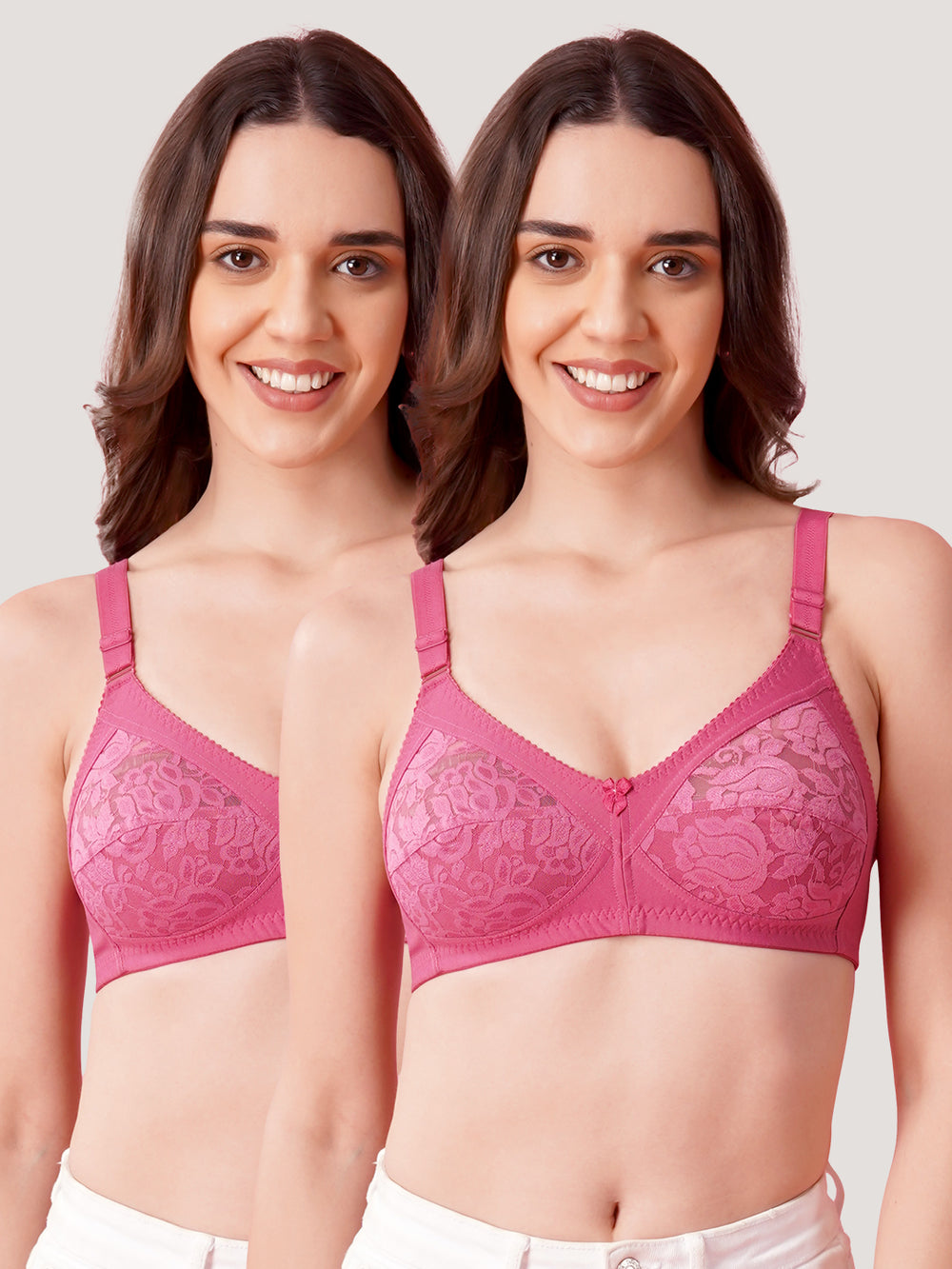 K LINGERIE Clare Women's Full Support Non Padded Delicate Lace Bra-D.BLUSH D.BLUSH