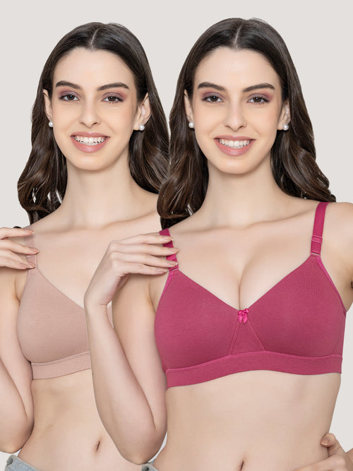 Tessa Full Support Seamless Designer Bra for Women Pack of 2-D.RUST FAWN