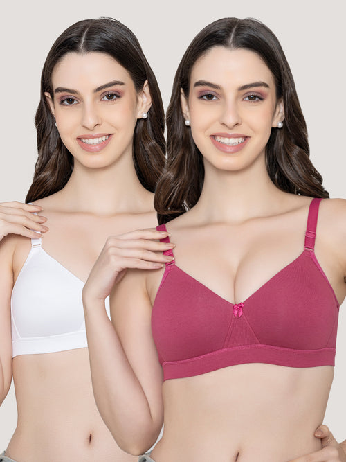 Tessa Full Support Seamless Designer Bra for Women Pack of 2-D.RUST WHITE