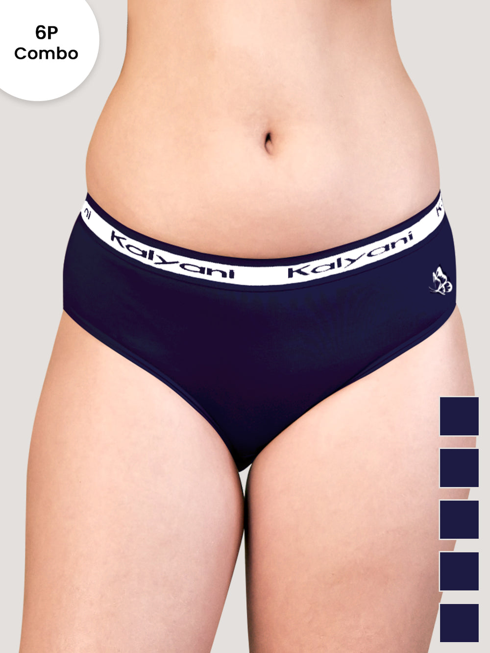 Jazzie Mid Waist Cotton Hipster for Women Pack of 6-DBLE DBLE DBLE DBLE DBLE DBLE