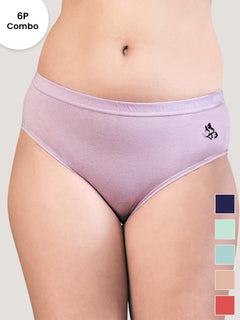 Eve Women's Cotton Lycra Seamless Bikini Panty | Pack of 6-DBLE SGR OGR ND ORRS LV