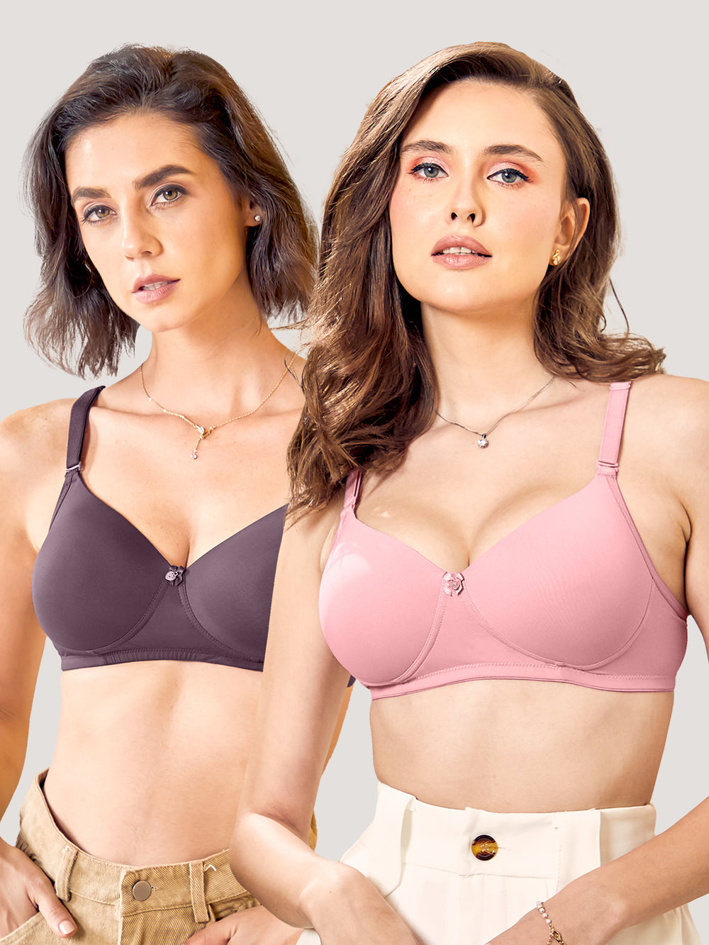 Sheley Women's Wirefree Soft Padded Cups Detachable Straps Bra-DARK VIOLET CREPE