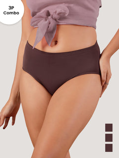 Cooper Women Super Stretchable Full Coverage High Waist Hipster Panties | Pack of 3-DARK VIOLET DARK VIOLET DARK VIOLET