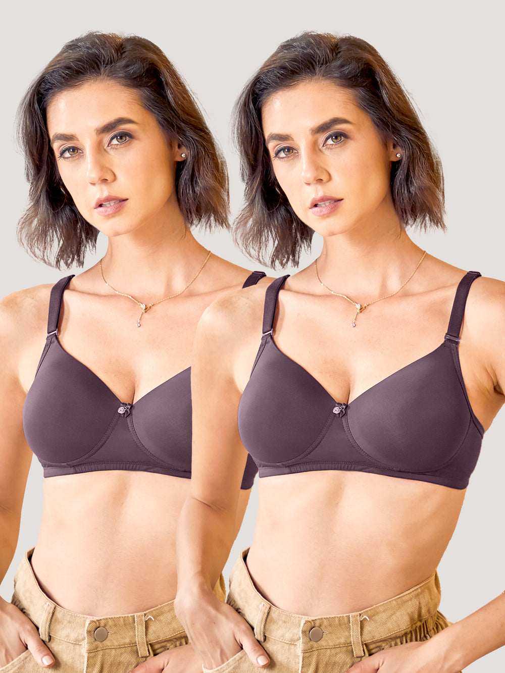Sheley Women's Wirefree Soft Padded Cups Detachable Straps Bra-DARK VIOLET DARK VIOLET