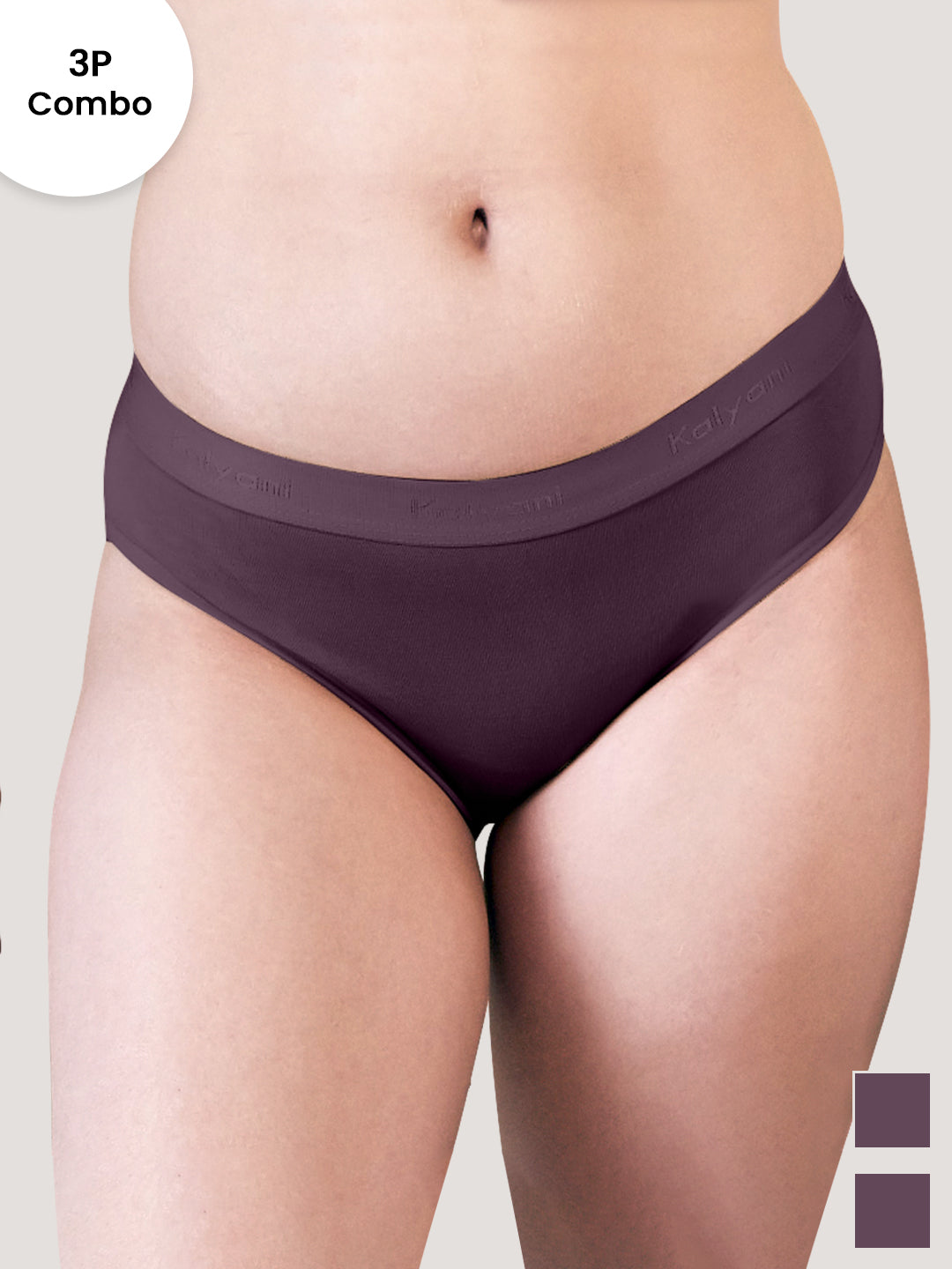 Sensa Low Waist Bikini Panties | Pack of 3-DARK VOILET DARK VOILET DARK VOILET