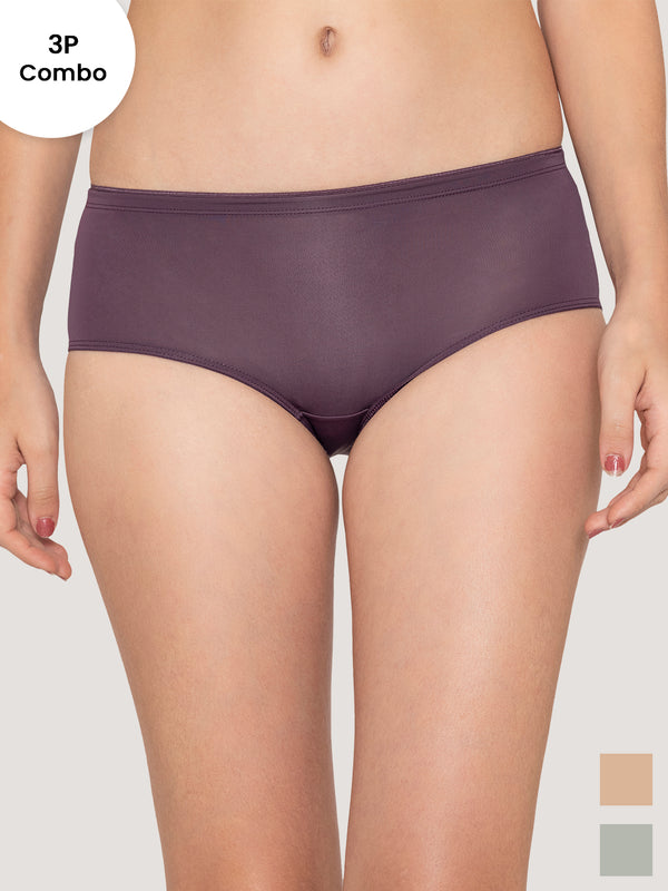 Cooper Medium Coverage Hipster Panties | Pack of 3-DARK VOILET L.NUDE L.GREEN