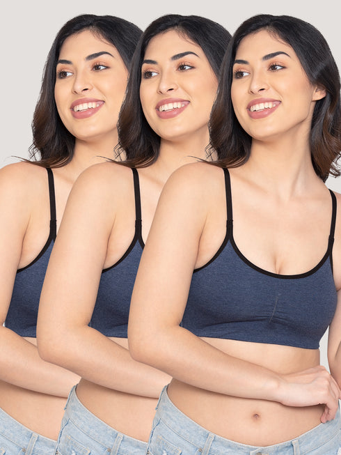 Kalyani Ira Full Coverage Wirefree Non Padded Everyday Beginners Bra  | Pack of 3