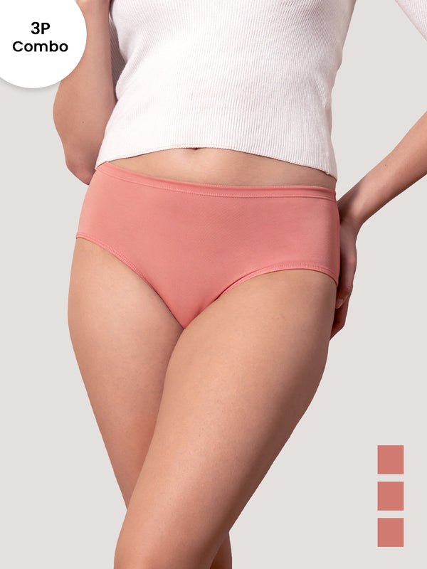Cooper Women Super Stretchable Full Coverage High Waist Hipster Panties | Pack of 3-DUSTY ROSE DUSTY ROSE DUSTY ROSE