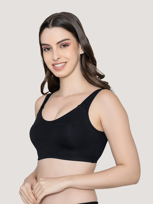 Daisey Medium Impact Sports Bra for Light Workouts-BLACK