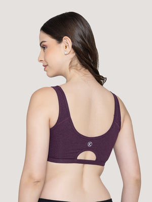 Daisey Medium Impact Sports Bra for Light Workouts-M.BURGUNDY