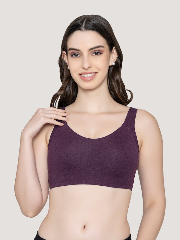 Daisey Medium Impact Sports Bra for Light Workouts-M.BURGUNDY