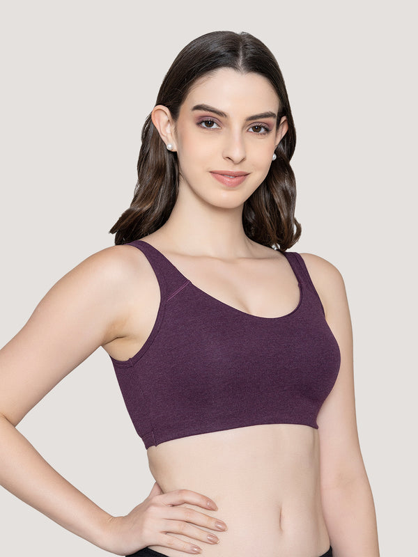 Daisey Medium Impact Sports Bra for Light Workouts-M.BURGUNDY