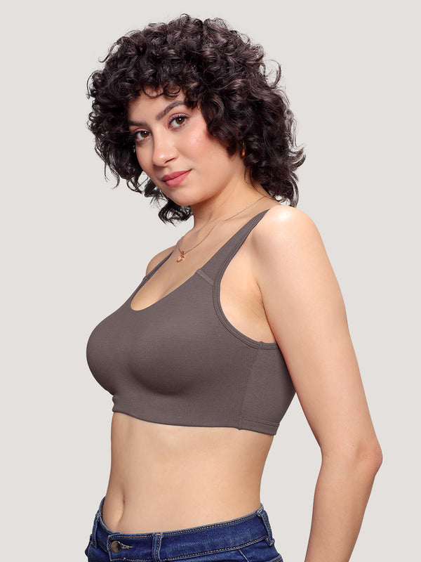 K LINGERIE Daisey Women's Flexible Fit Medium Impact Sports Bra for Light Workouts-GREY GREY
