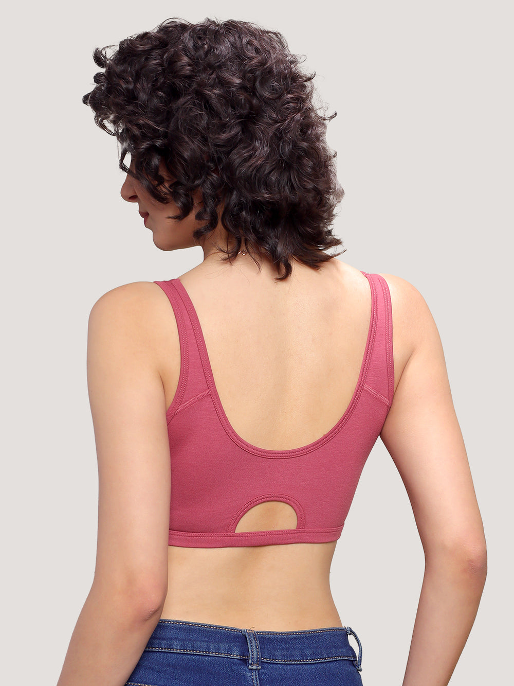 K LINGERIE Daisey Women's Flexible Fit Medium Impact Sports Bra for Light Workouts-L.WINE L.WINE