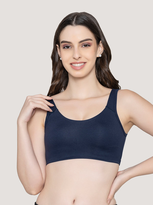 Daisey Medium Impact Sports Bra for Light Workouts-NAVY BLUE