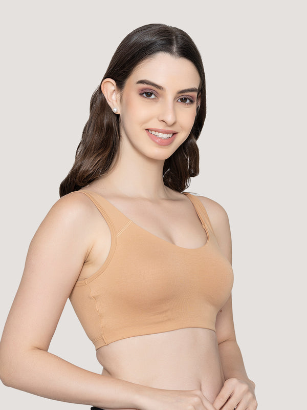 Daisey Medium Impact Sports Bra for Light Workouts-NUDE