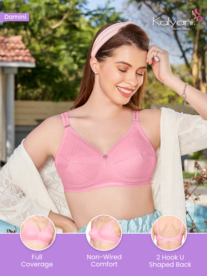 Damini Full Coverage Cotton Everyday Bra | Pack of 3-WHITE BLACK L.PEACH