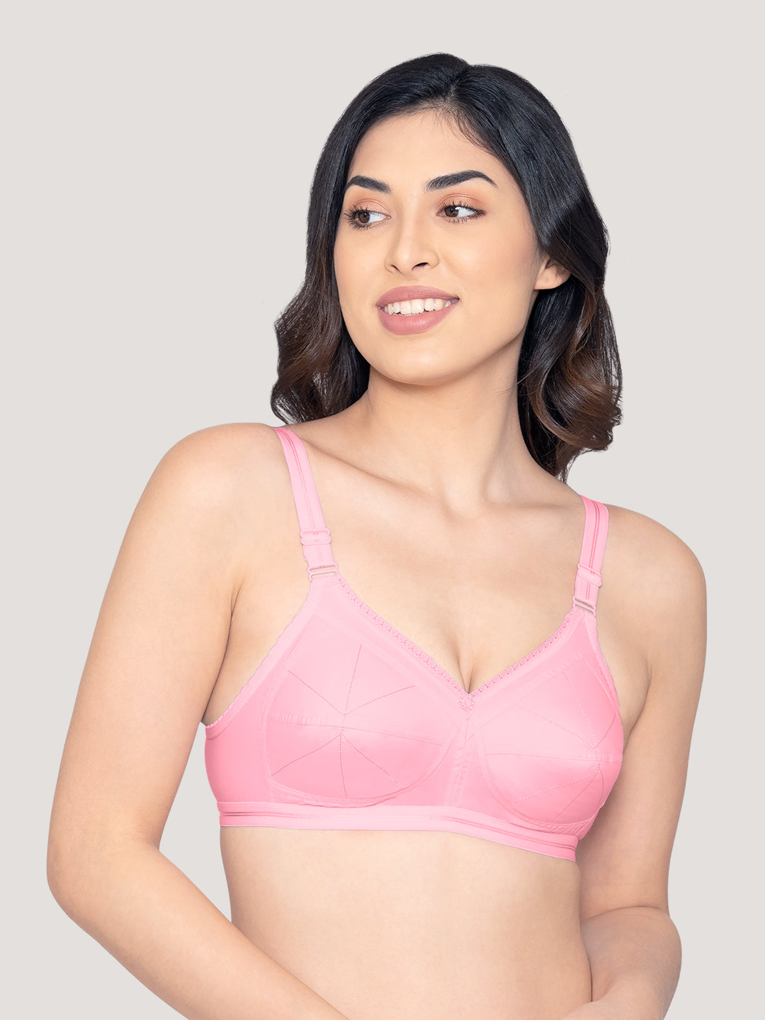 Damini Full Coverage Cotton Everyday Bra | Pack of 3-FAWN BABY PINK BLACK