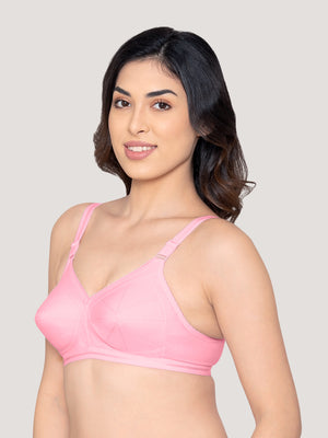 Damini Full Coverage Cotton Everyday Bra | Pack of 3-FAWN BABY PINK BLACK