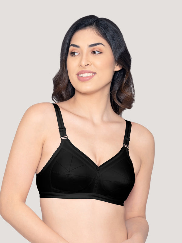 Damini Full Coverage Cotton Everyday Bra | Pack of 3-BLACK BLACK BLACK