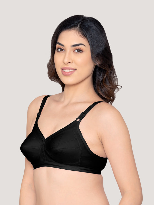 Damini Full Coverage Cotton Everyday Bra | Pack of 3-BLACK BLACK BLACK