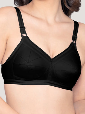 Damini Full Coverage Cotton Everyday Bra | Pack of 3-BLACK BLACK BLACK