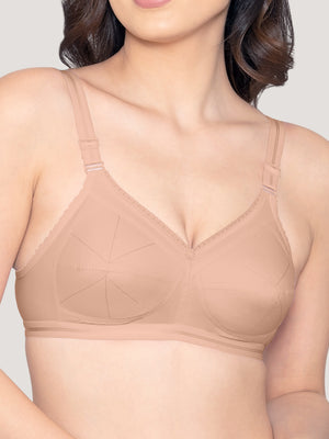 Damini Full Coverage Cotton Everyday Bra | Pack of 3-BLACK FAWN WHITE