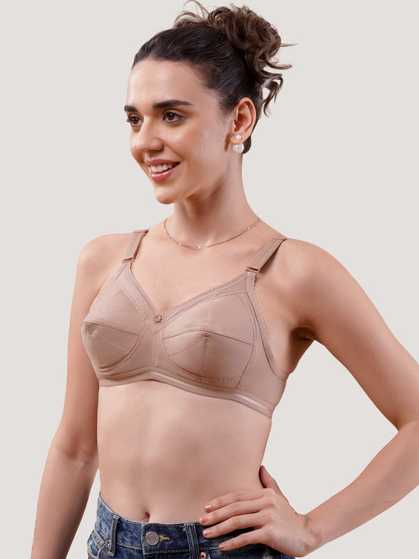 Damini Full Coverage Cotton Everyday Bra | Pack of 3-BLACK FAWN WHITE