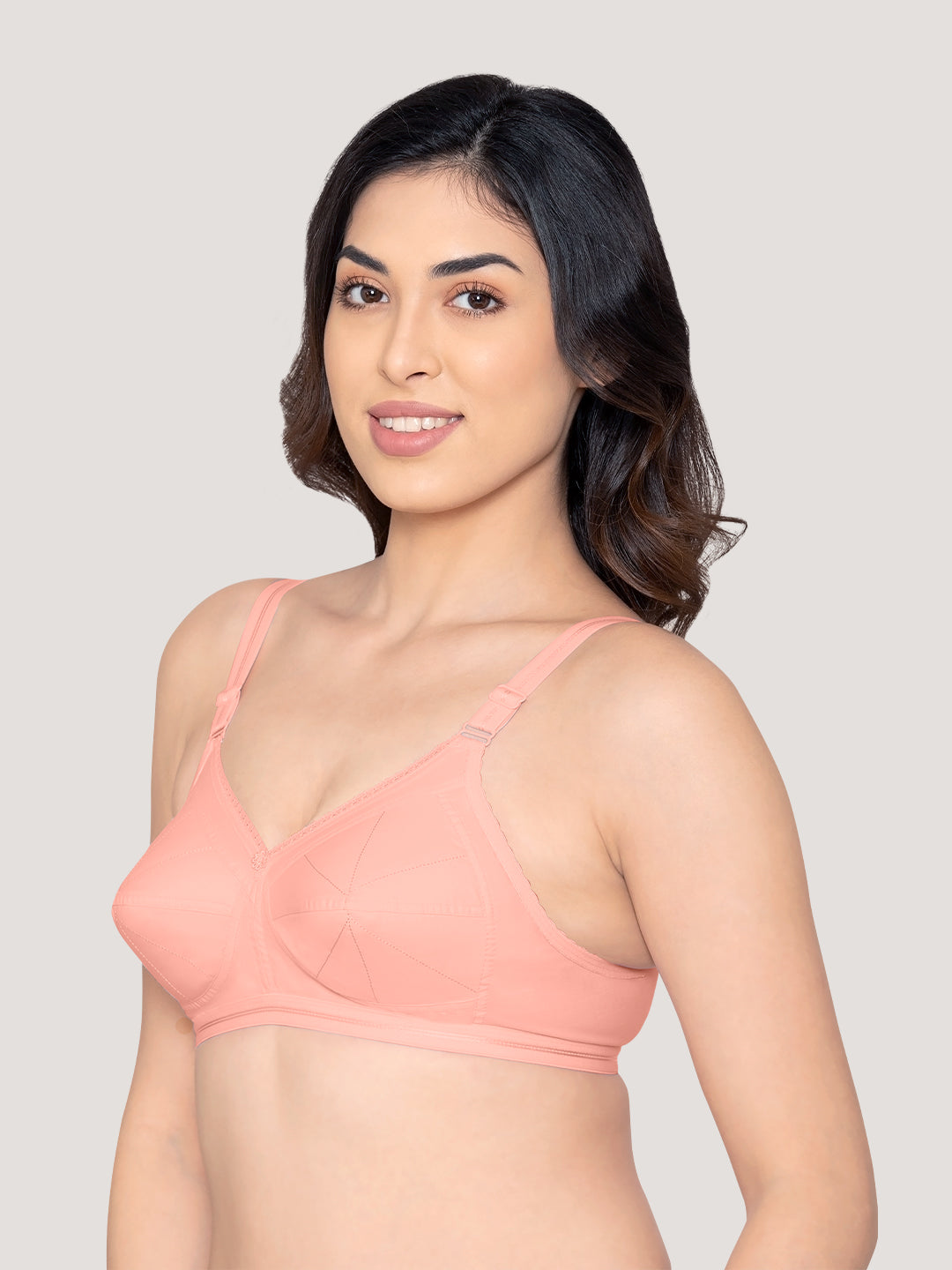 Damini Full Coverage Cotton Everyday Bra | Pack of 3-WHITE BLACK L.PEACH