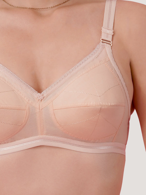 Damini Full Coverage Cotton Everyday Bra | Pack of 3-WHITE BLACK L.PEACH