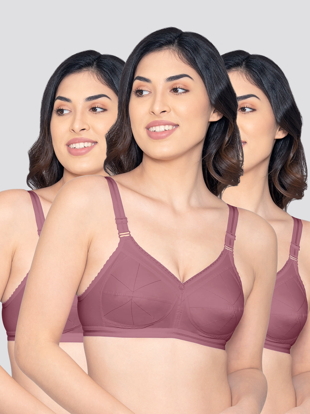 Damini Full Coverage Cotton Everyday Bra | Pack of 3-ONION ONION ONION