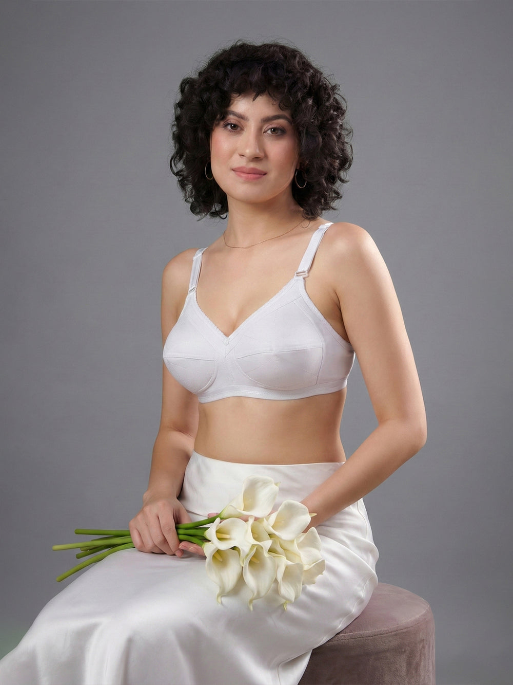 Damini Full Coverage Cotton Everyday Bra | Pack of 3-WHITE BLACK L.PEACH