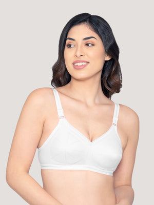 Damini Full Coverage Cotton Everyday Bra | Pack of 3-BLACK FAWN WHITE