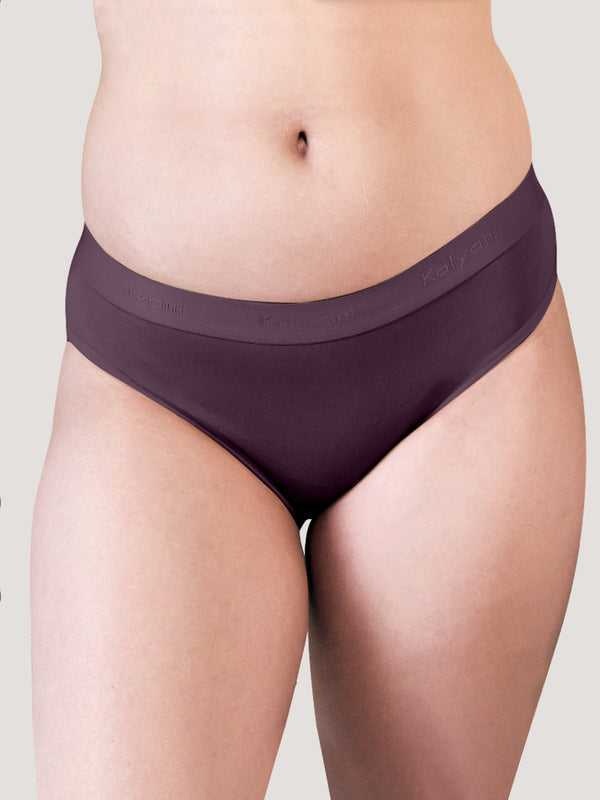 Sensa Low Waist Bikini Panties | Pack of 3-BURGUNDY DARK VOILET BLACK