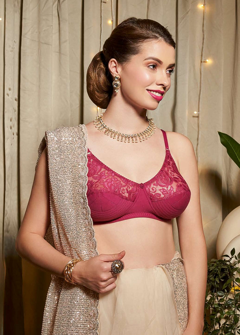 Kalyani Inner Wear - A Lace Bra can be comfortable as well as fashionable.  Kalyani's Lace Bra 5011 comes with features like full coverage support, non  padded cups & broad side wings