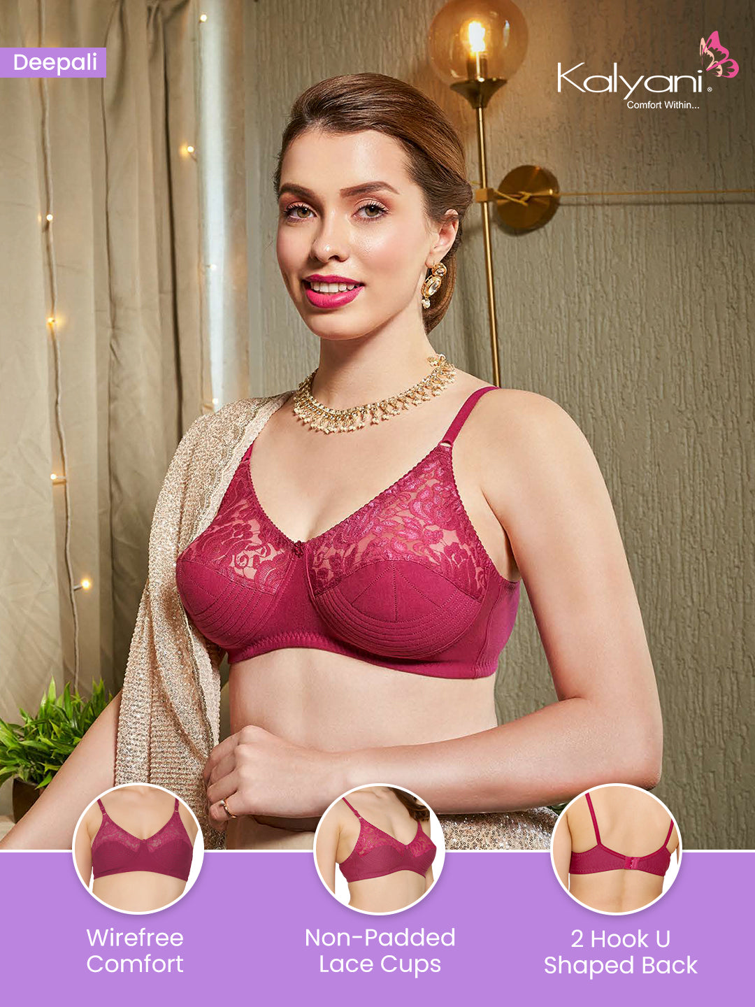 Deepali Non Padded Everyday Lace Bra | Pack of 2-WHITE WHITE WHITE