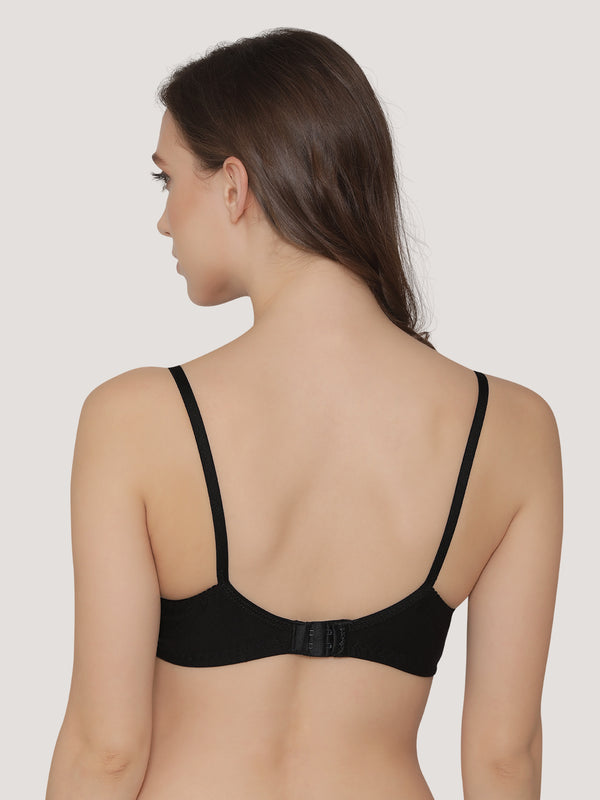 Deepali Non Padded Everyday Lace Bra | Pack of 3-ONION SKIN BLACK