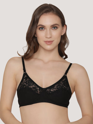 Deepali Non Padded Everyday Lace Bra | Pack of 3-BLACK BLACK BLACK