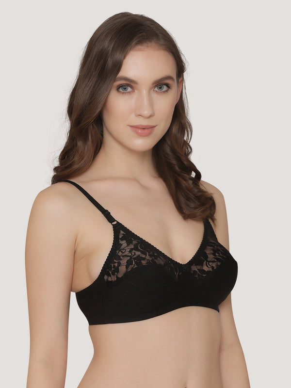 Deepali Non Padded Everyday Lace Bra | Pack of 3-ONION WHITE BLACK