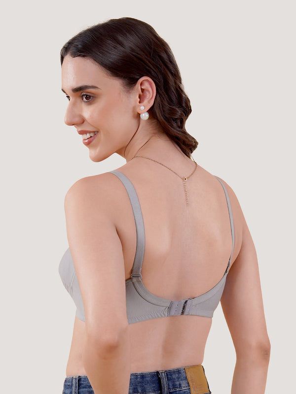 Pranika Non Padded Seamed Everyday Bra | Pack of 3 CREPE GREY SKIN