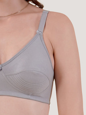 Pranika Non Padded Seamed Everyday Bra | Pack of 3 GREY ROSE BLACK