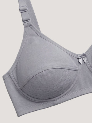 Pranika Non Padded Seamed Everyday Bra | Pack of 3 GREY ROSE BLACK