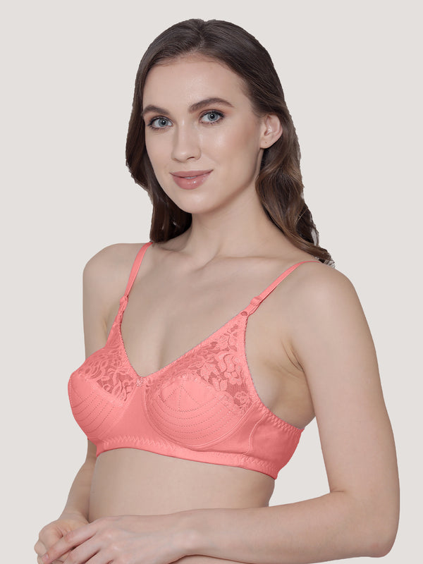 Deepali Non Padded Everyday Lace Bra | Pack of 3-GREY ROSE WHITE