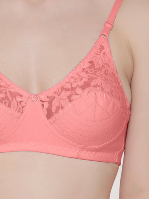 Deepali Non Padded Everyday Lace Bra | Pack of 3-GREY ROSE WHITE