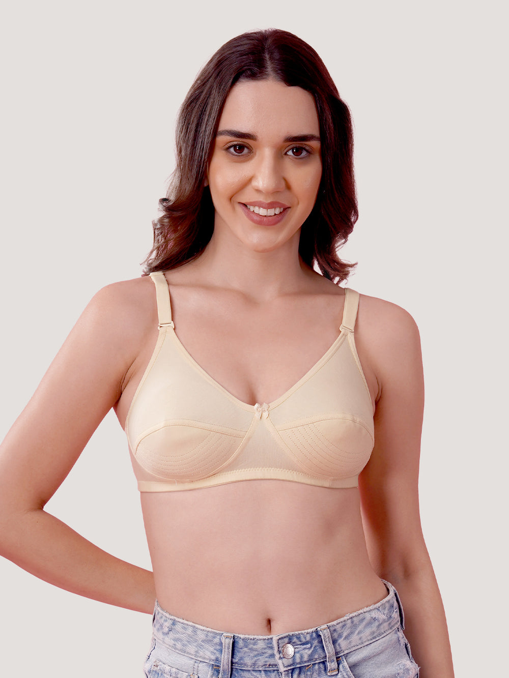 Pranika Non Padded Seamed Everyday Bra | Pack of 3 SKIN ROSE WHITE